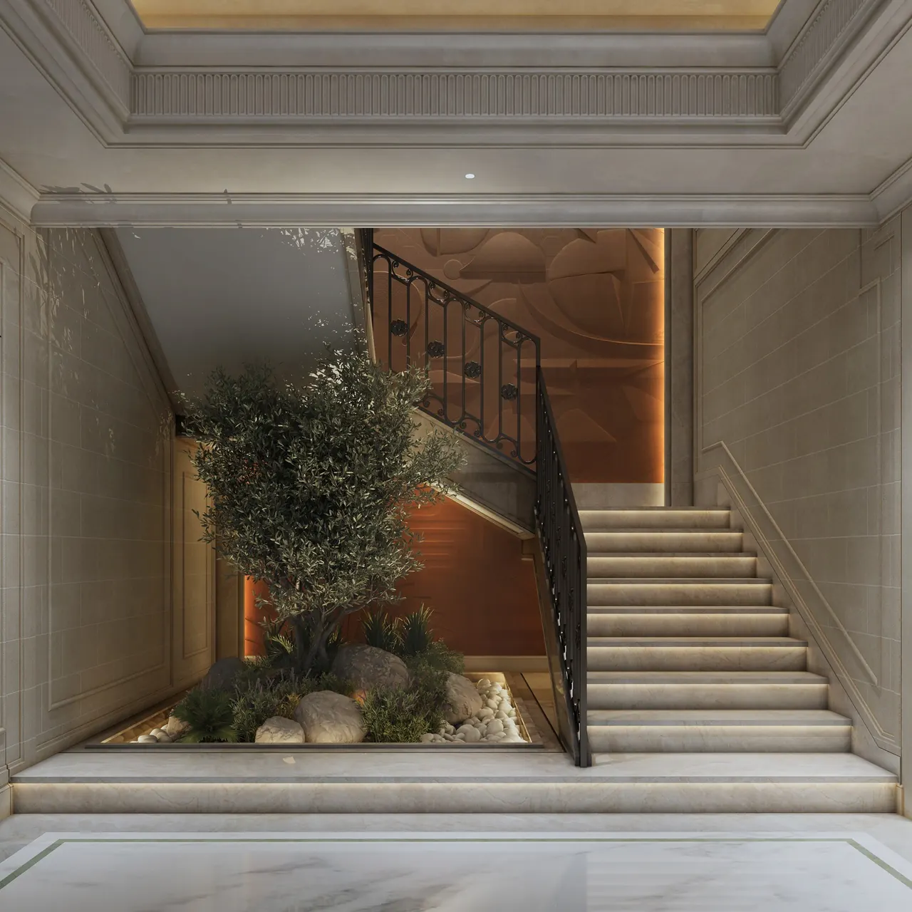 Entrance stair and planted arrival concept